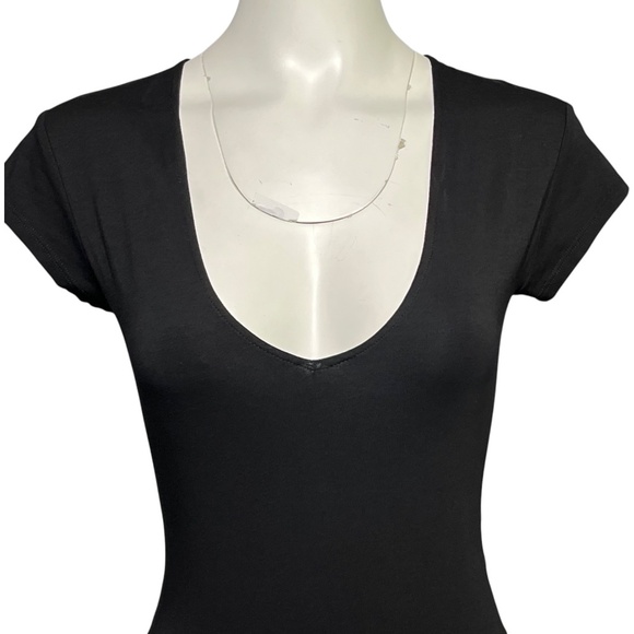 ATM Anthony Thomas Melillo Pima Cotton Deep V Neck T-Shirt Style Bodysuit Size M - Picture 2 of 6